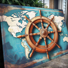 Load image into Gallery viewer, Sailboat Ship Wheel Coastal Wall Art