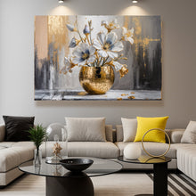 Load image into Gallery viewer, Magnolia Bloom in Gold Abstract Wall Art