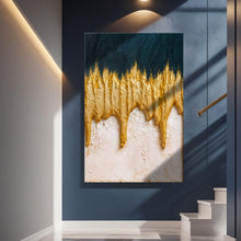 Load image into Gallery viewer, Abstract Blue And Gold Wall Art