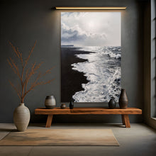 Load image into Gallery viewer, Black &amp; White Waves Abstract  Wall Art