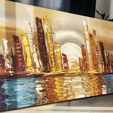 Load image into Gallery viewer, Golden Metropolis Abstract Impasto Wall Art