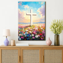 Load image into Gallery viewer, Cross Floral Field Faith Wall Art