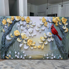 Load image into Gallery viewer, Golden Petals and Scarlet Wings Wall Art