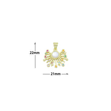 Load image into Gallery viewer, Colorful CZ Radial Moonstone Sun Charm Pendant,Sku#LX872