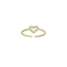 Load image into Gallery viewer, Dainty CZ Open Heart Adjustable Ring, Sku#LD583