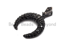 Load image into Gallery viewer, Black CZ Pave On Black Micro Pave Horn Charm Beads, Micro Paved Horn Pendant,19x19mm, sku#B97