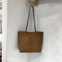 Load image into Gallery viewer, Retro Suede-Like Fabric Simple Handheld Shoulder Tote Bag