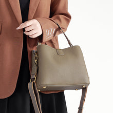 Load image into Gallery viewer, Women's Genuine Leather Bucket Tote Bag – Spacious Everyday Shoulder Bag