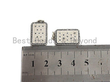 Load image into Gallery viewer, CZ Micro Pave Flat Rectangle Pendant, Antique Silver Tone, Clear Cubic Zirconia Big Pave Charm Pendant, 13x22mm,sku#F1015C