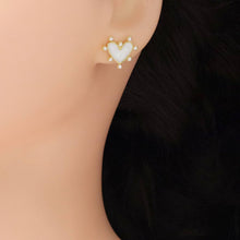 Load image into Gallery viewer, White Spike Heart Stud Earrings, Sku#LD533
