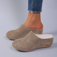 Load image into Gallery viewer, Plus-Size Fleece-Lined Wedge Slippers