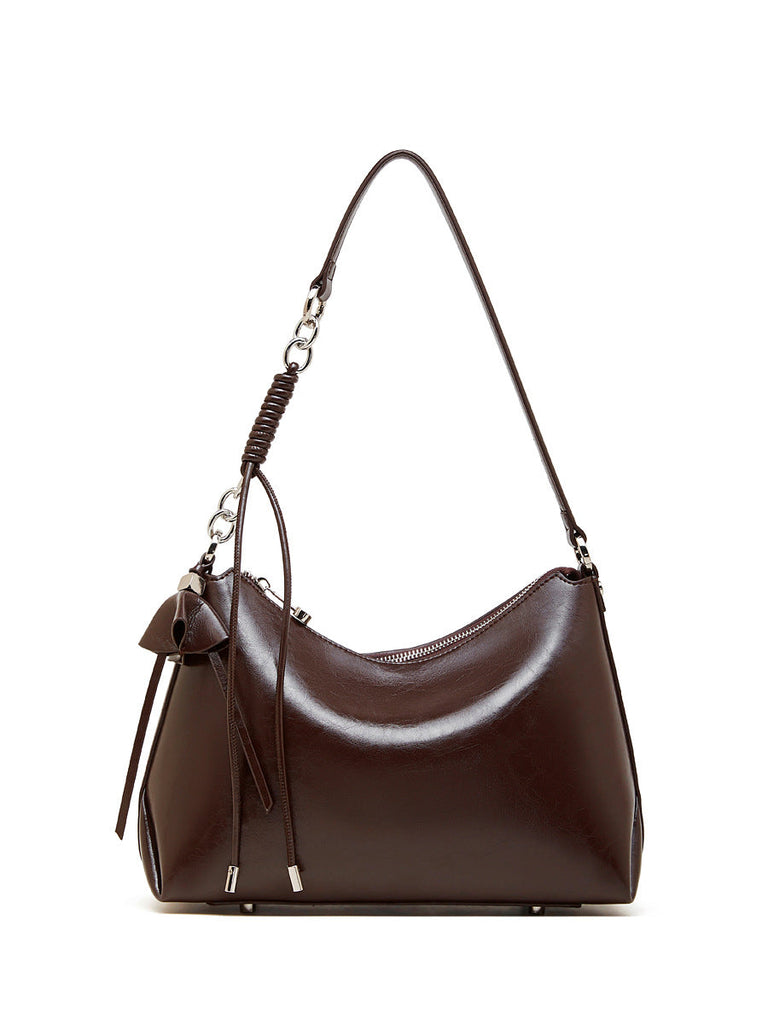 Women's Genuine Leather Crossbody Bag – Large Capacity Pillow Bag | Wine Brown, Dark Brown, Black