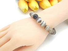 Load image into Gallery viewer, Gray Banded Agate Bracelet, EF09