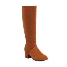 Load image into Gallery viewer, Women's Suede Chunky Mid-Heel Boots | Retro High Shaft Ankle Boots | Black Brown