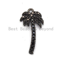 Load image into Gallery viewer, Black CZ Pave On Black Micro Pave Coconut Tree Shape Charm Beads, Cubic Zirconia Paved Coconut Tree Charm,10x19mm, sku#B103