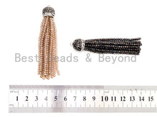 Load image into Gallery viewer, Crystal Beaded Tassel Pendants,Glass Crystal Beads,Pave CZ Rhinestone Cap, Tassel Necklace Enhancer, 3'' long, Sku#B82
