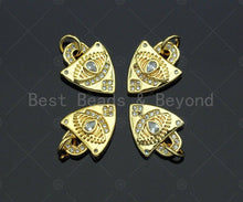 Load image into Gallery viewer, Dainty CZ Micro Pave Evil Eye On Shield Shape Charm/Pendant, Heart Shape Charm, Gold Lock Pendant, Gold plated charm, 13x11mm, Sku#JL11