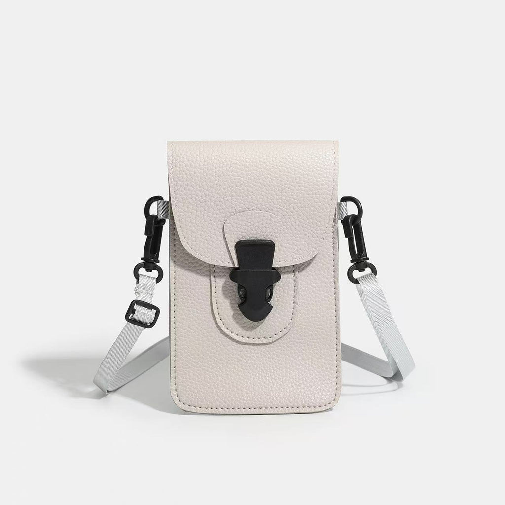 Minimalist Lock-Clasp Crossbody Mini Bag – PU Leather Unisex Shoulder Bag
