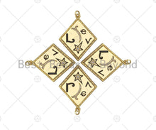 Load image into Gallery viewer, Gold Filled CZ Micro Pave Love Word On Rhombus Shape Pendant, 18K Gold Filled Black Enamel Charm, Necklace Bracelet Charm,30x38mm,Sku#L567