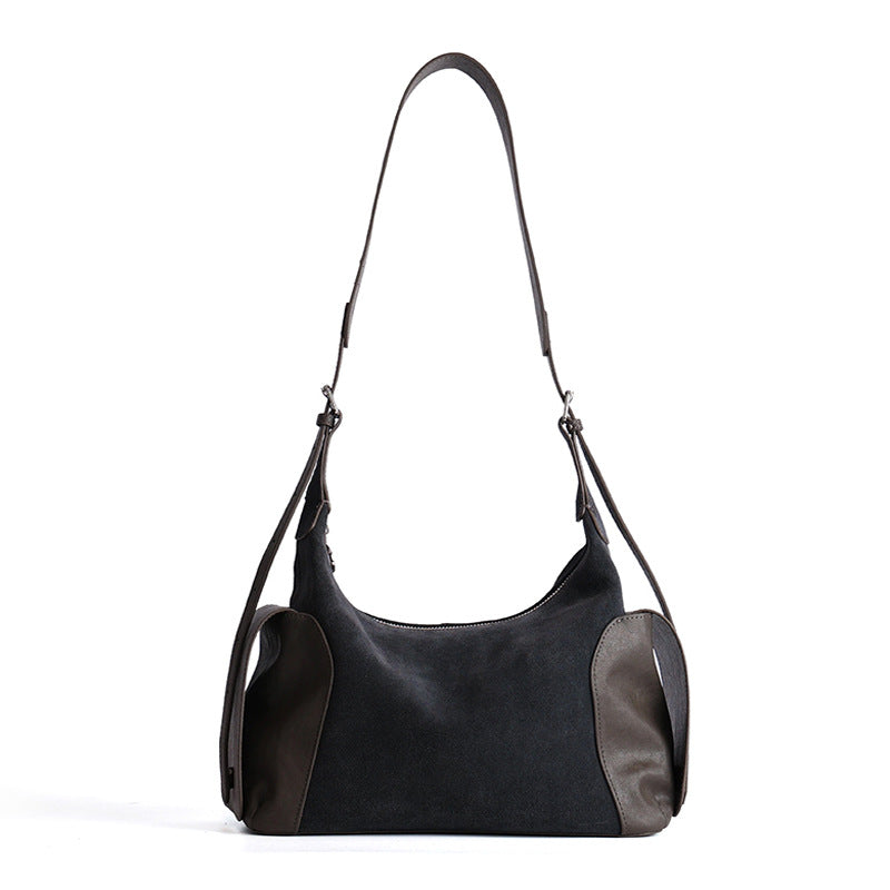 Vintage Boston Bag - Genuine Frosted Cowhide Leather Shoulder Bag with Large Capacity