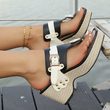 Load image into Gallery viewer, Chunky Heel Metal Buckle Sandals
