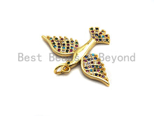 Load image into Gallery viewer, Colorful Cz Micro Pave Bird Pendant, CZ Pave Pendant, Gold/Rose Gold/Silver/Gunmetal plated, 29x21mm, Sku#F805