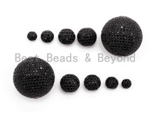 Load image into Gallery viewer, Black CZ Micro Pave Black Round Ball Bead,Rhodium Shamballa Ball beads, CZ Space Beads 6mm,8mm,10mm,12mm,14mm,16mm,25mm,sku#G331