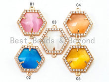Load image into Gallery viewer, Hexagon Bezel Connector with Faceted Cat's Eye Stone, sku#A81
