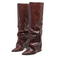 Load image into Gallery viewer, Women's Chunky Heel High-Top Over-the-Knee Boots | Buckle Pointed Toe PU Leather
