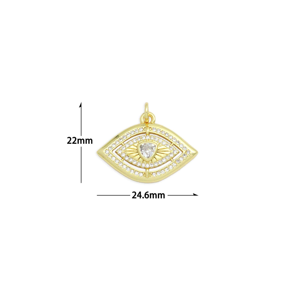 Gold Silver CZ Evil Eye Charm Pendant,Sku#LX850