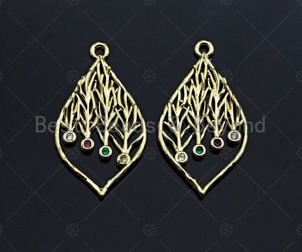Filigree Colored Stone Gold Lacy Heart/Drop Charm, Brushed Gold Twisted Wire Charm Pendants for Earrings necklace making, sku#CP02