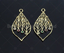 Load image into Gallery viewer, Filigree Colored Stone Gold Lacy Heart/Drop Charm, Brushed Gold Twisted Wire Charm Pendants for Earrings necklace making, sku#CP02