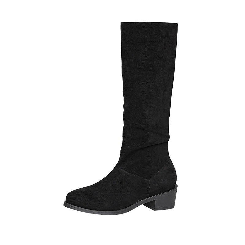 Women's Chunky Heel Over-the-Knee Boots – Pointed Toe Waterproof Fall Winter Boots
