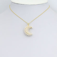 Load image into Gallery viewer, White Pearl Gold Cresent Moon Shape Charm Pendant, Sku#A458