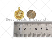 Load image into Gallery viewer, 18k Dainty Gold Cute Bird On Round Coin Shape Charms,  Sku#F1317C