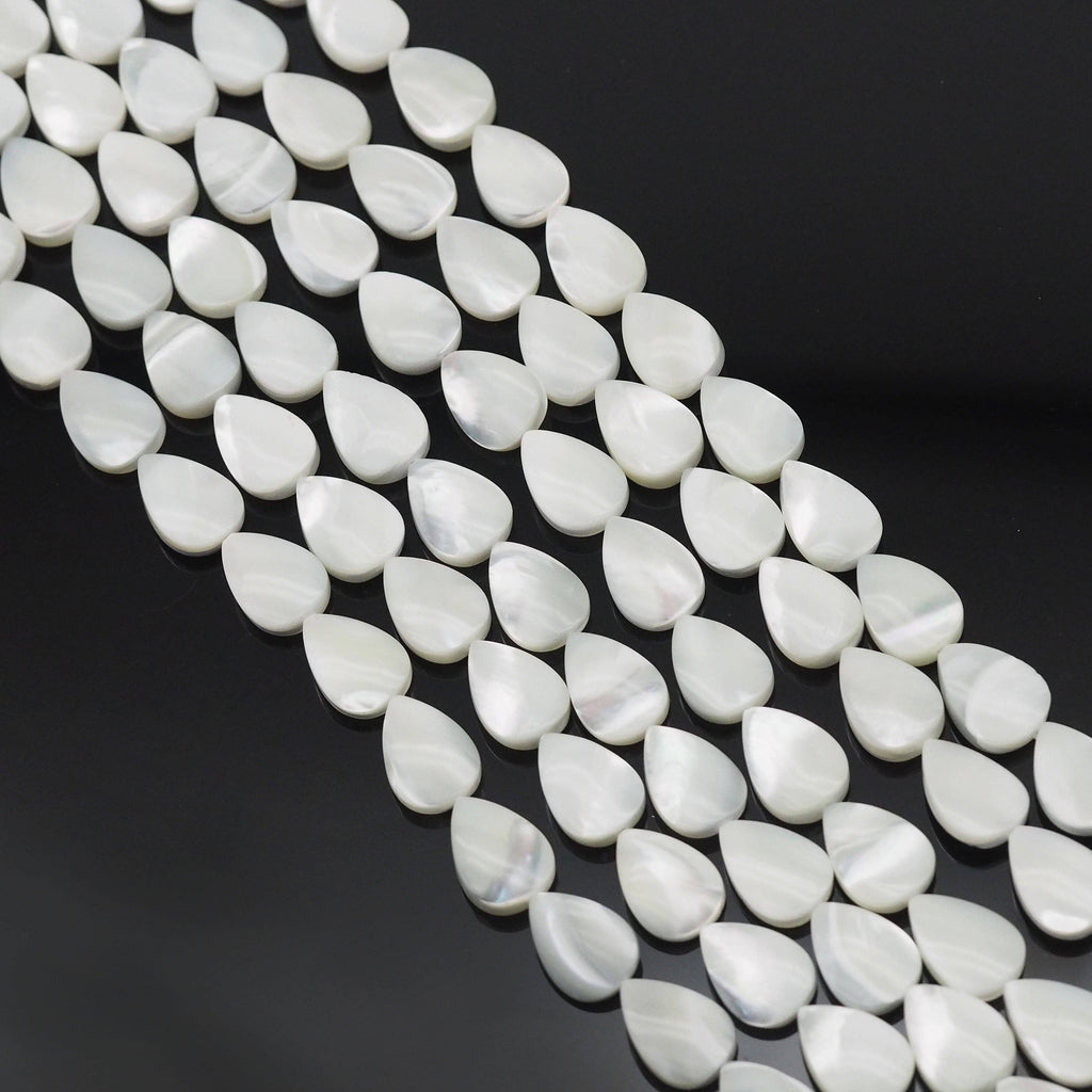 Flat Teardrop White Mother of Pearl Beads, Sku#T167