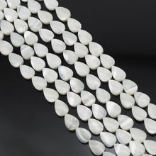Load image into Gallery viewer, Flat Teardrop White Mother of Pearl Beads, Sku#T167
