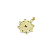 Load image into Gallery viewer, Spike Gemstone Pearl Coin with Heart Charm, Sku#LX299
