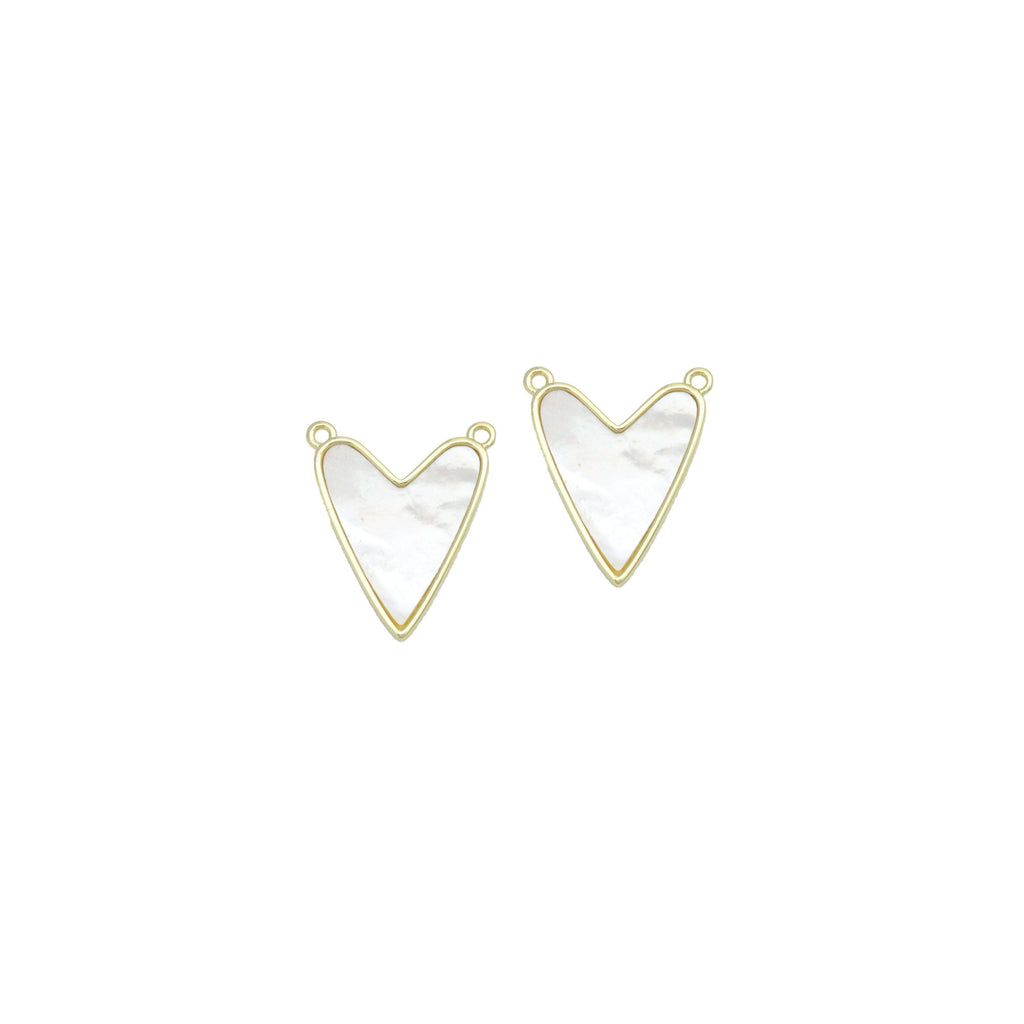 White Mother of Pearl Gold Heart Connector Charm Pendant,Sku#LK1216