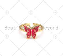 Load image into Gallery viewer, Colorful Enamel Butterfly Shape Adjustable Ring, Sku#X273