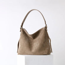 Load image into Gallery viewer, Women's Genuine Leather Bucket Crossbody Shoulder Bag – Retro Suede Soft Structured Handbag
