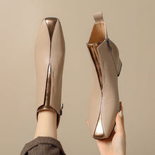 Load image into Gallery viewer, Women's Retro Square-Toe Sheepskin Ankle Boots | Chunky Heel Side-Zip