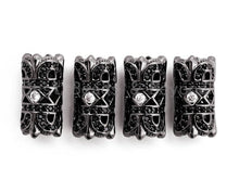 Load image into Gallery viewer, Black CZ Pave On Black Micro Pave Large hole spear shield spacer beads charms/Drum barrel beads, 8x16mm, SKU#G314