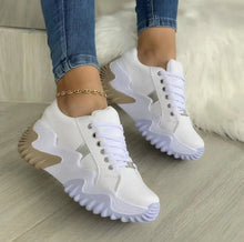 Load image into Gallery viewer, Women's Lace-Up Platform Sneakers | Patent Leather Round-Toe Chunky Heels