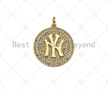 Load image into Gallery viewer, Gold Filled New York Yankees Logo On Round Cion Shape Pendant, 18K Gold Filled Medallion Charm,Necklace Bracelet Charm,20x22mm,Sku#F1399