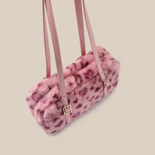 Load image into Gallery viewer, Women's Furry Velvet Shoulder Tote Bag - Plush Leopard Print Handbag with Dual Straps