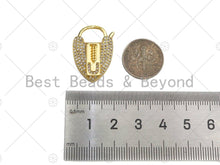 Load image into Gallery viewer, CZ Micro Pave Screw U Heart Padlock Clasp,Screw U Padlock Clasp, Gold Charm Pendant, Padlock Necklace Charms Connector, 17x25mm, Sku#K165