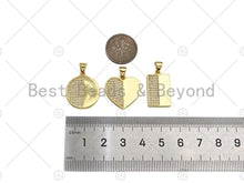 Load image into Gallery viewer, CZ Micro Pave Round/Heart/Rectangle Pendant/Charm,Half CZ Medallion Charm, Necklace Bracelet Charm Pendant,18x20/19x19/12x21mm, Sku#LK244