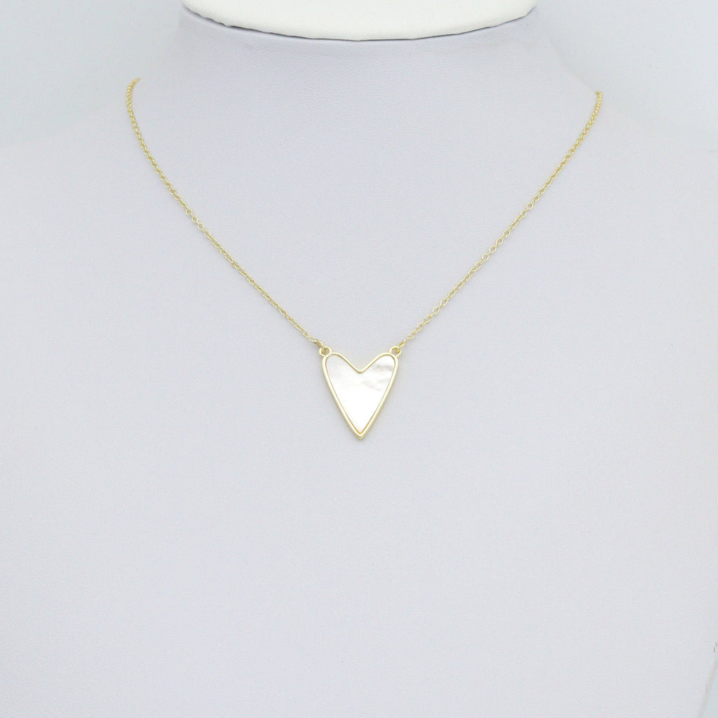 White Mother of Pearl Gold Heart Connector Charm Pendant,Sku#LK1216