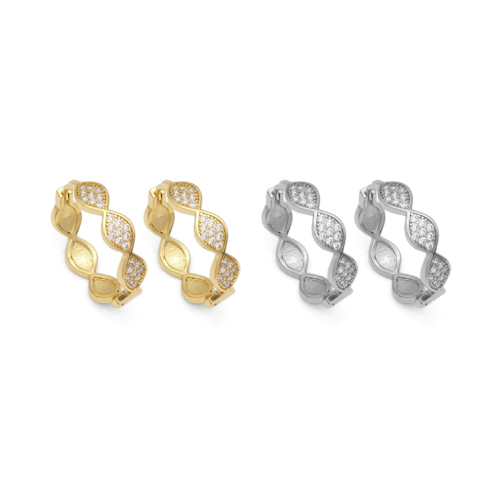 Gold Silver Oval Eye shape Link Hoop Earrings, Sku#A128